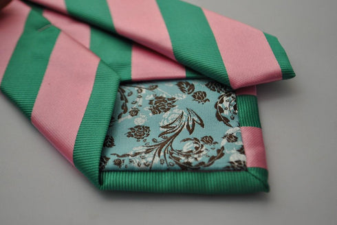 pink and green barber striped tie